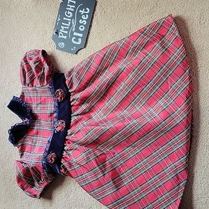 Little Bitty Plaid Dress 18 months Navy Red Short Sleeve